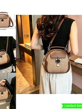 Cute Cat Pendant Round Crossbody Shoulder Bag Purse